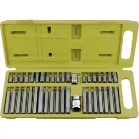   EXTOL bit készlet 40 db HEX-TORX-XZN, 10mm, adapter 3/8" és 1/2", CrV, műanyag dobozban
