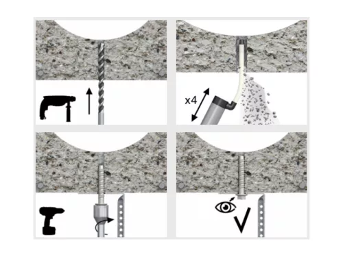 17x75mm hatlapfejű betoncsavar,zink lamellás,furat:14 mm, CE-ETA (R-HLX-14x075-HF-ZF)