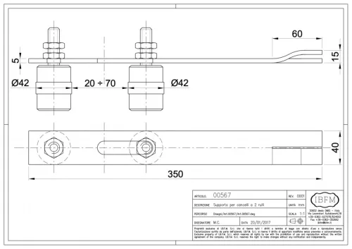 Vezetőgörgő pár betonba 40mm, fehér 567