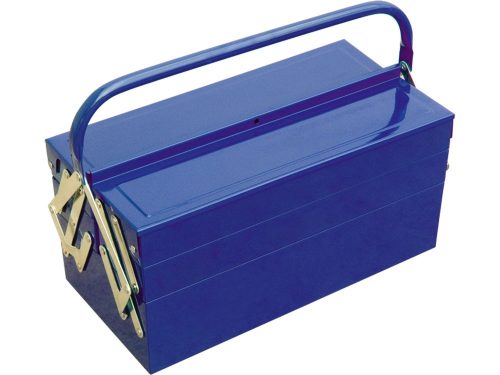 Szerszámosláda fém 40×20×20cm, 5 rekesz, festett lemez, lakatolható