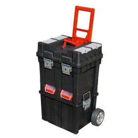   Szerszámosláda kerekes, profi erős, műanyag 495×350×712mm, fémcsatos, lakatolható