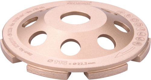 EXTOL INDUSTRIAL gyémántcsiszoló korong; 115mm×22,2mm, egysoros