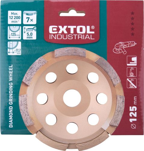 EXTOL INDUSTRIAL gyémántcsiszoló korong; 125mm×22,2mm, egysoros