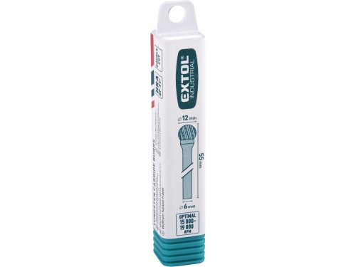 EXTOL INDUSTRIAL keményfém turbómaró (rotormaró), gömb alakú, 12 mm átmérőjű/ 6 mm szárú, keresztfogazás