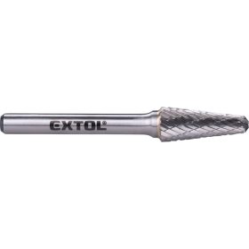   EXTOL INDUSTRIAL keményfém turbómaró (rotormaró), kúpos, kerek orrú, átmérő 10×25mm/szár 6mm, keresztfogazás