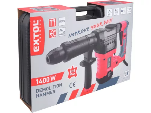 EXTOL Premium vésőkalapács, elektropneumatikus; 1400 W, 15 J, SDS MAX