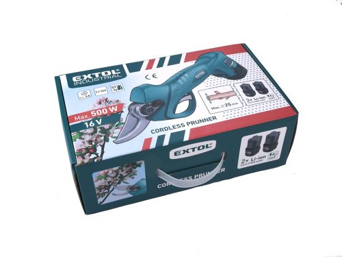 EXTOL INDUSTRIAL akkus metszőolló és ágvágó 16V, Li-Ion, 2 db akku: 2000 mAh