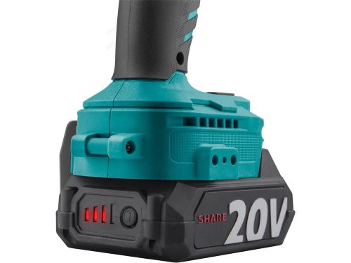 EXTOL INDUSTRIAL  akkus ütvecsavarozó, Share20V, 1/2" szénkefe mentes, négyszög, Li-ion; 20V akku: 2Ah, töltő, 500 Nm