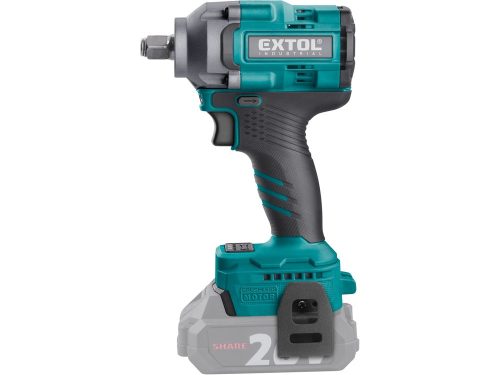 EXTOL INDUSTRIAL  akkus ütvecsavarozó, Share20V, 1/2" négyszög,szénkefe mentes, Li-ion;  AKKU és TÖLTŐ NÉLKÜL, 500 Nm