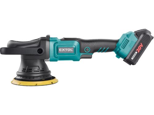 EXTOL INDUSTRIAL akkus excenteres polírozógép, Share20V, 20V, Li-ion, szénkefe nélküli motor, 1db akku, 1db töltő, 2000 mAh, 150 mm