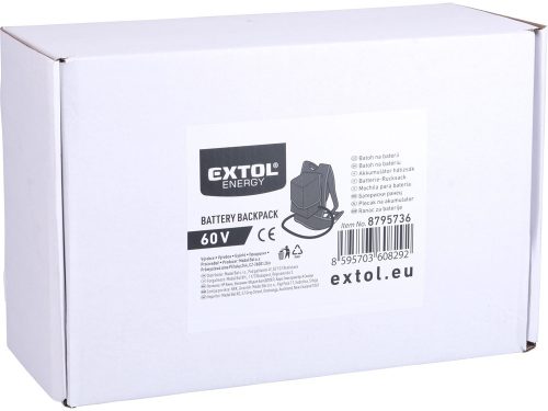 EXTOL INDUSTRIAL hátizsák a 8795731 (4Ah) és 8795732 (8Ah) 60V tartalék akkuhoz