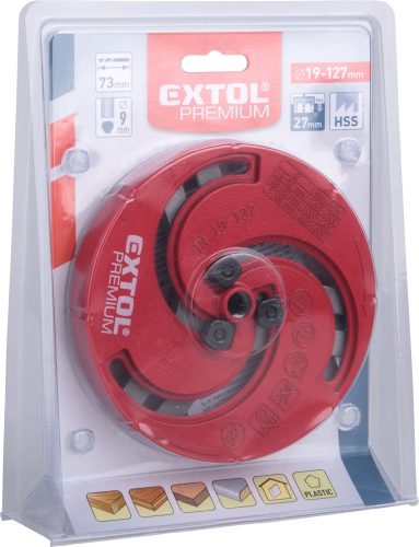 EXTOL PREMIUM körkivágó gipszkartonhoz, állítható 19 -127 mm, HSS