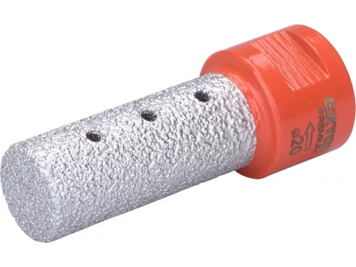 EXTOL PREMIUM lyukmaró (lyuktágító/ujjmaró) kerámiára  és csempére, gyémánt vágóél; 20mm × M14, sarokcsiszolóba fogható