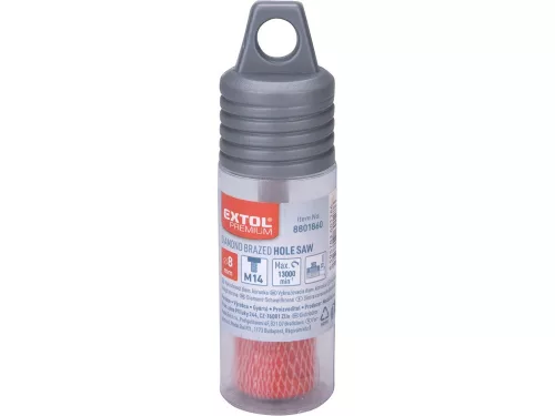 EXTOL PREMIUM körkivágó csempére, gyémánt vágóél; 8mm × M14, sarokcsiszolóba fogható