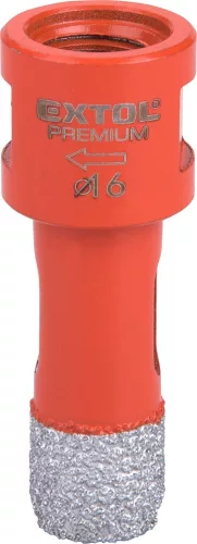 EXTOL PREMIUM körkivágó csempére, gyémánt vágóél; 16mm × M14, sarokcsiszolóba fogható
