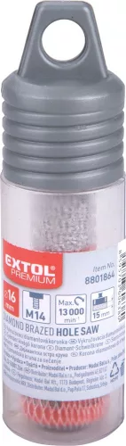 EXTOL PREMIUM körkivágó csempére, gyémánt vágóél; 16mm × M14, sarokcsiszolóba fogható