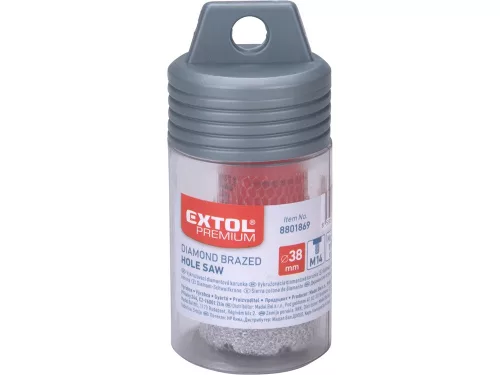 EXTOL PREMIUM körkivágó csempére, gyémánt vágóél; 38mm × M14, sarokcsiszolóba fogható