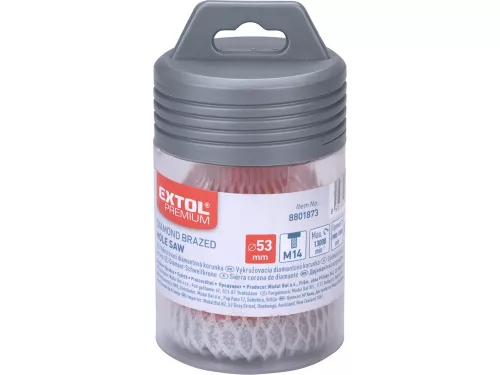 EXTOL PREMIUM körkivágó csempére, gyémánt vágóél; 53mm × M14, sarokcsiszolóba fogható