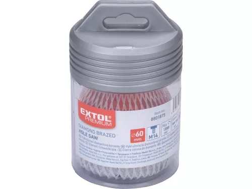 EXTOL PREMIUM körkivágó csempére, gyémánt vágóél; 60mm × M14, sarokcsiszolóba fogható