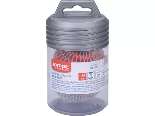 EXTOL PREMIUM körkivágó csempére, gyémánt vágóél; 65mm × M14, sarokcsiszolóba fogható