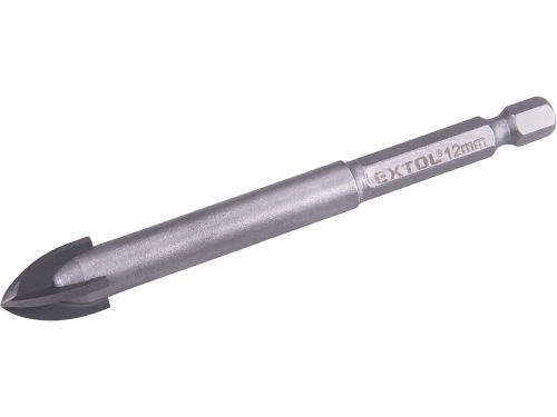 EXTOL PREMIUM fúró üvegre, kerámiára és csempére, keményfém lapkás; 12×95mm, 1/4" hatszög befogás