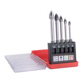   EXTOL PREMIUM fúró klt. 5 db, üvegre, kerámiára és csempére, keményfém lapkás; 4-10 mm ×100mm, 4élü, 1/4" hatszög befogás