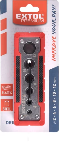 EXTOL PREMIUM fúróvezető sablon (fúrósablon) fúrószárakhoz, 6 méret: 2-12 mm