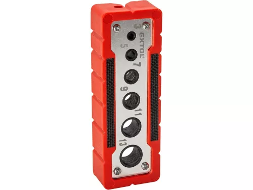 EXTOL PREMIUM fúróvezető sablon (fúrósablon) fúrószárakhoz, 6 méret: 3-13 mm