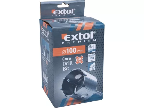 EXTOL PREMIUM körkivágó téglához, SDS Plus befogás; 100 mm, M16×100mm hosszúságú szár