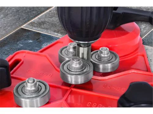 EXTOL PREMIUM fúróvezető sablon gyémánt körkivágókhoz, állítható: 4-83 mm, tapadókorongos