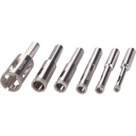   EXTOL PREMIUM körkivágó klt. 6 db, üvegre, kerámiára és csempére, gyémánt vágóél; 6-20 mm, fúrógépbe fogható