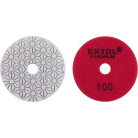   EXTOL PREMIUM gyémánt csiszolókorong/polírkorong, csempe élcsiszoló, tépőzáras; 100mm, P100, száraz és vizes
