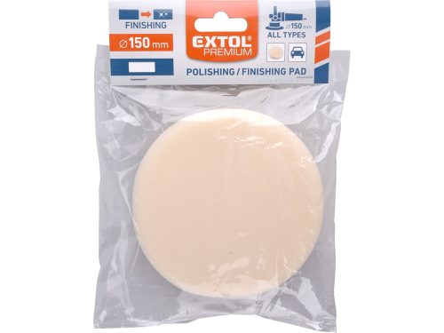 EXTOL PREMIUM polírkorong, finiselő/polírozó,  T20, 150×30mm; fehér, tépőzáras