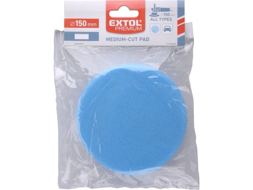EXTOL PREMIUM polírkorong, közepes polírozás, T60, 150×30mm, kék, tépőzáras