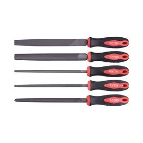   EXTOL PREMIUM fémreszelő klt., 5 db (lapos, félkerek, kerek, háromszög, négyszög), 200mm, vágat 2, gumis műanyag nyél