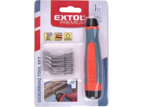 EXTOL PREMIUM sorjátlanító klt. 10 db cserélhető HSS penge, 1 db TPR nyél