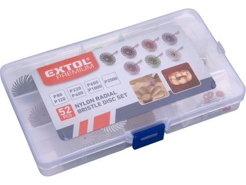 EXTOL PREMIUM mini csiszoló klt. radiális sörték, 3,0 mm befogás, 52 db, nylon