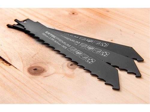 EXTOL PREMIUM szablyafűrészlap klt., 3db, Bosch befogás, 240 mm, 3T, HCS, fához