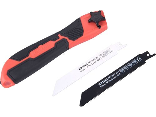 EXTOL PREMIUM hobbyfűrész nyeles klt., 2 db cserélhető lappal; 150mm, fémre, fára