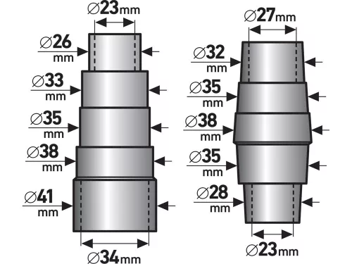 EXTOL PREMIUM szívóadapter klt., 2 db, a 8895800 porszívóhoz, külső átmérő: 26-41/28-38mm, PVC