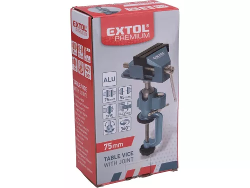 EXTOL PREMIUM  mini satu, forgatható; 75 mm, max.befogás: 55mm, asztalra rögzíthető