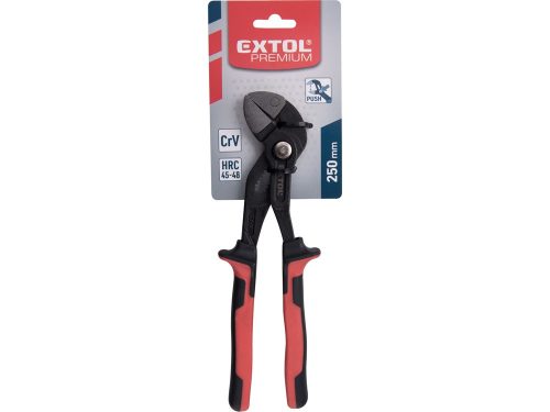 EXTOL PREMIUM  vízpumpafogó, 250mm, egyenes pofák, CrV50, max nyitás 36 mm, TPR nyél, akasztós papír szerszámtartó