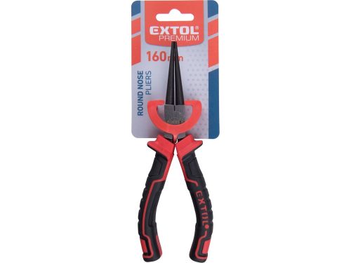 EXTOL PREMIUM  kerek csőrű fogó; 160mm duál  vörös/fekete, TPR nyél, akasztós szerszámtartó
