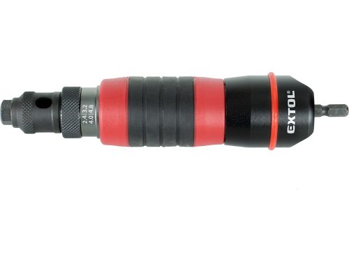 EXTOL PREMIUM  adapter klt. fúrógéphez, popszegecsekhez, 2,4-3,2-4,0-4,8 mm-es szegecsekhez; 1/4" hatszög befogás