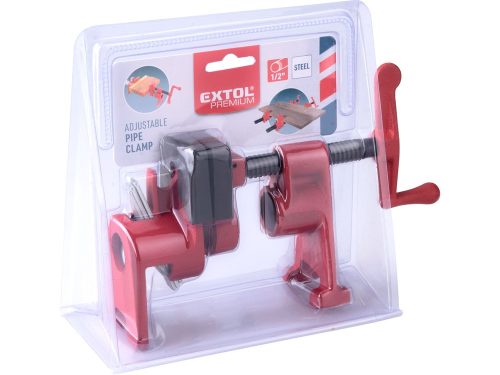 EXTOL PREMIUM csőtengelyes szorító (táblásító / csavaros asztalos csőszorító) , 1/2", acél