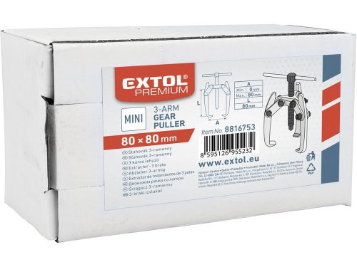 EXTOL PREMIUM csapágylehúzó, mini, 3 karmú, kovácsolt; 80×80mm (átmérő×hossz)