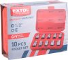 EXTOL PREMIUM  bitdugófej klt. belső, 10db, TORX,  1/2"×38mm (E8-10-11-12-14-16-18-20-22-24), CrV/S2