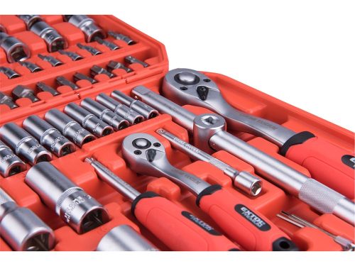 EXTOL PREMIUM  dugókulcs klt., CV., racsnis 45fog ; 1/4" és 1/2", 110db, 4-32mm, 32db bit(lapos, kereszt,imbusz,torx), gyertyakulcs