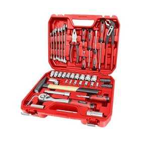   EXTOL PREMIUM szerszám és dugókulcs klt., 55 db; 1/2" racsnis hajtókar (45 fog), dugófejek, BIT-ek, csavarhúzók, csillag-villás kulcs.