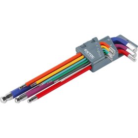   EXTOL PREMIUM  imbuszkulcs klt., 9db, több színű, extra hosszú; gömbfej, 1,5-10mm, CV., 90-230mm